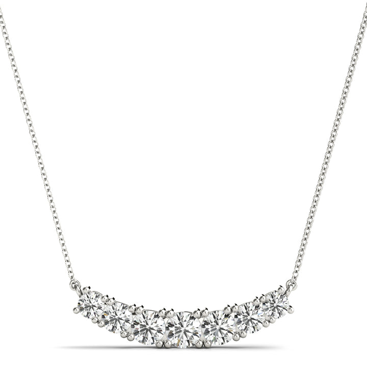 14K White Gold Diamond Cluster Pendant Necklace