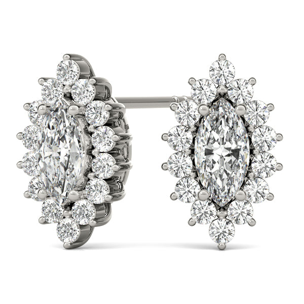 Round Diamond Halo Stud Earrings
