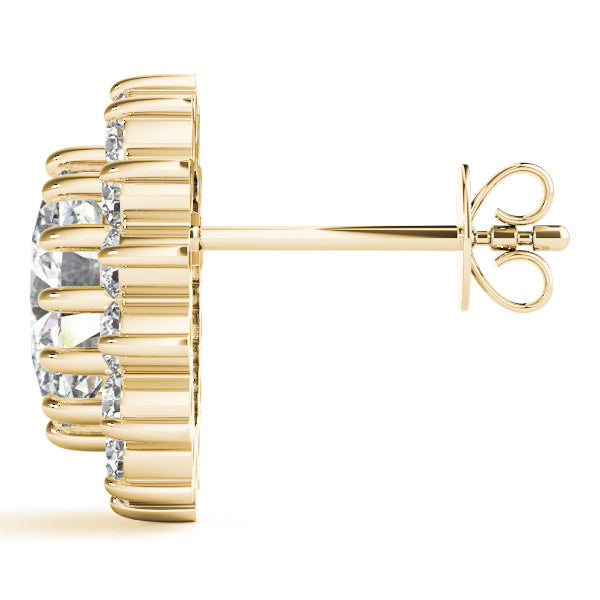 18K Yellow Gold Oval Diamond Halo Earring Set