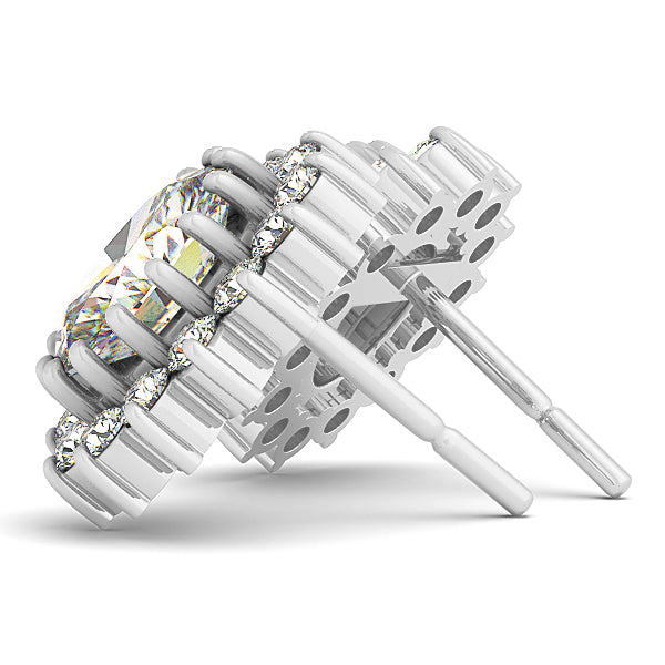 Round Diamond Halo Stud Earrings