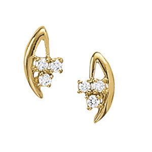 18K White Gold Round Diamond 3-Stone Earrings