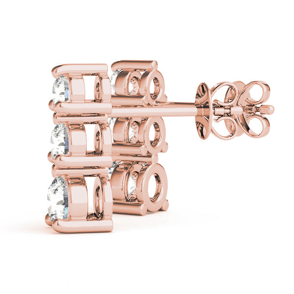 18K Rose Gold 0.35ctw Diamond Three-Stone Earrings
