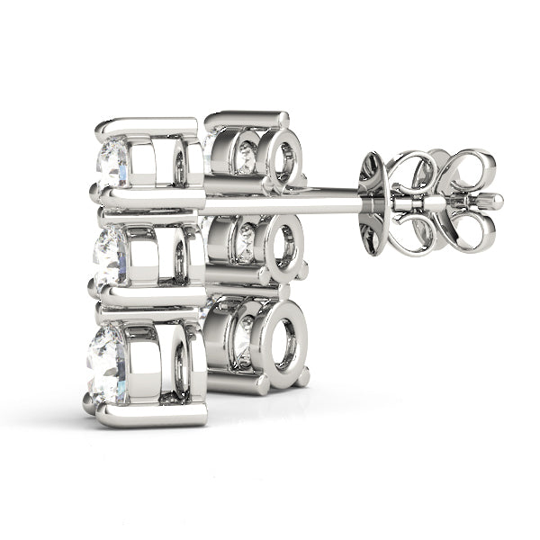 14K White Gold 0.35ctw Round Diamond Three Stone Earrings