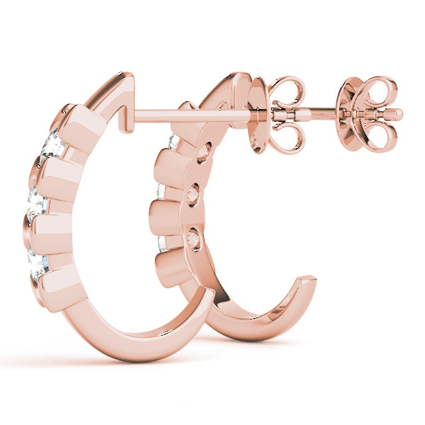 18K Rose Gold Diamond Three-Stone Stud Earrings