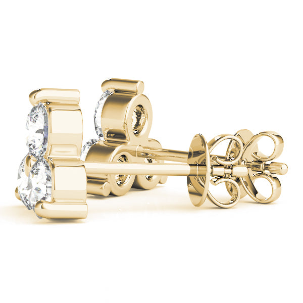 18K Yellow Gold 0.50ctw Round Diamond 3-Stone Earrings