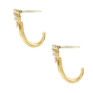 18K White Gold 3-Stone Diamond Stud Earrings