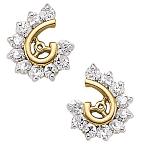 14K White Gold Round Diamond Fashion Earrings