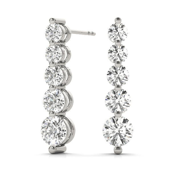 18K White Gold 1 CT Diamond Journey Earrings