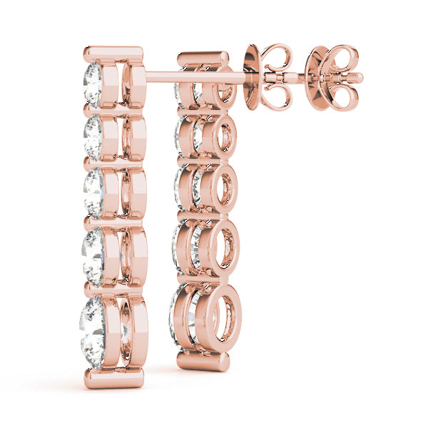 18K Rose Gold Round Diamond Earrings