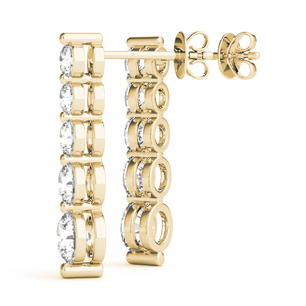 18K Yellow Gold Round Diamond Earrings