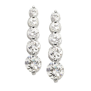 Platinum 1 CT Diamond Journey Stud Earrings