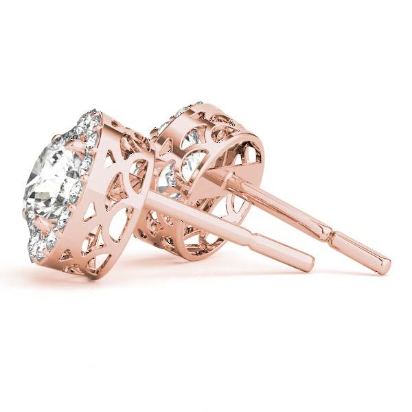 18K Rose Gold Round Diamond Halo Earrings