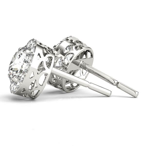 Platinum Round Diamond Halo Stud Earrings 1/3 ctw