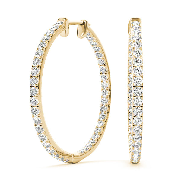 18K Yellow Gold Round Diamond Fashion Earrings