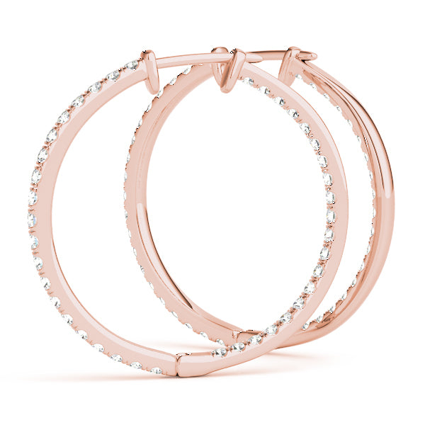 18K Rose Gold Diamond Fashion Hoop Earrings