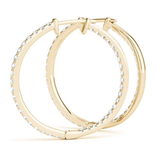 18K Yellow Gold Round Diamond Fashion Earrings