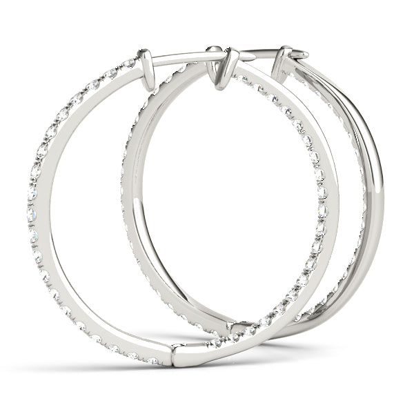 14K White Gold Diamond Fashion Hoop Earrings
