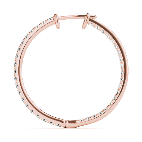 18K Rose Gold Diamond Fashion Hoop Earrings