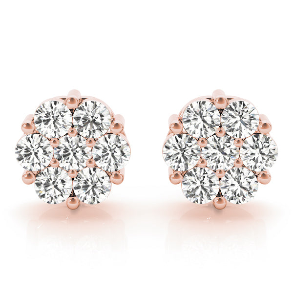 18K Rose Gold Round Diamond Fashion Earrings
