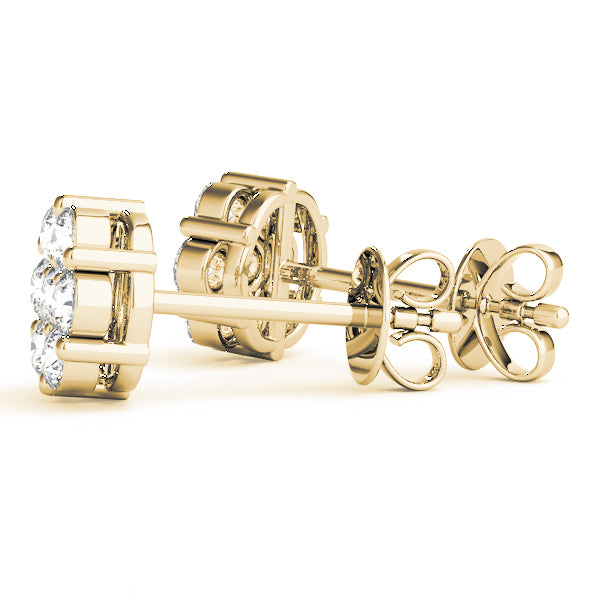18K Yellow Gold Round Diamond Fashion Earrings