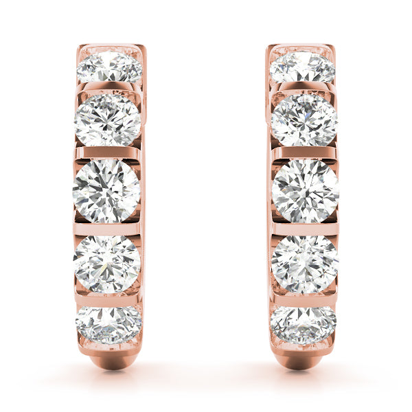 Rose Gold Diamond Hoop Earrings | 1 CT Total