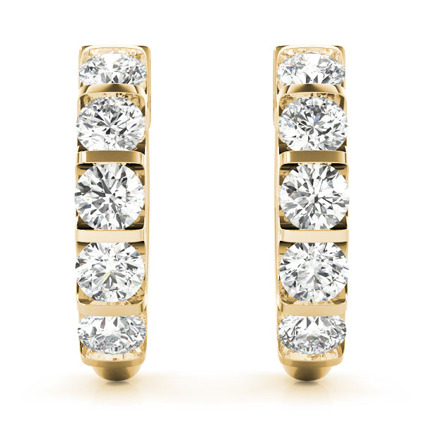 18K Yellow Gold 1ctw Round Diamond Hoop Earrings
