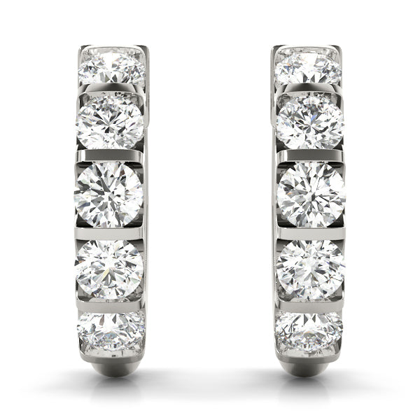 18K White Gold 1 CT Diamond Hoop Earrings
