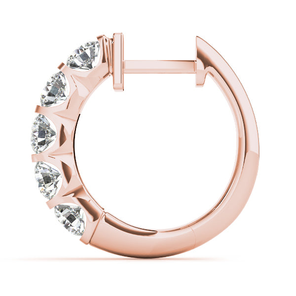 14K Rose Gold Diamond Hoop Earrings