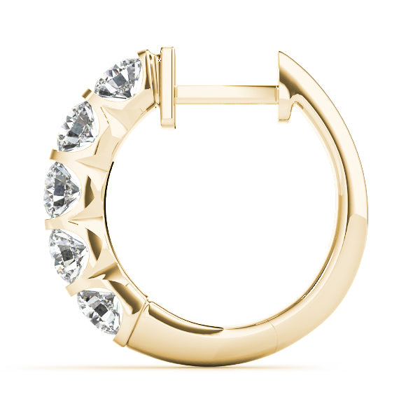 18K Yellow Gold 1ctw Round Diamond Hoop Earrings