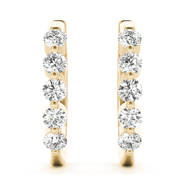 18K Yellow Gold Diamond Hoop Earrings