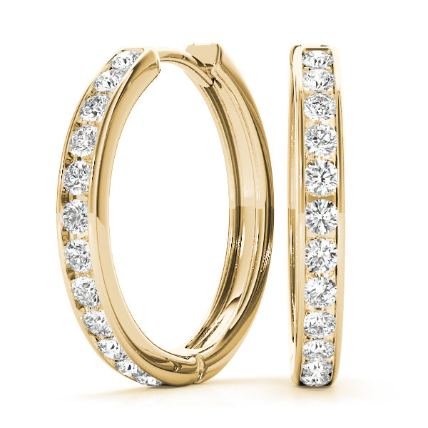 18K Yellow Gold Round Diamond Fashion Earrings