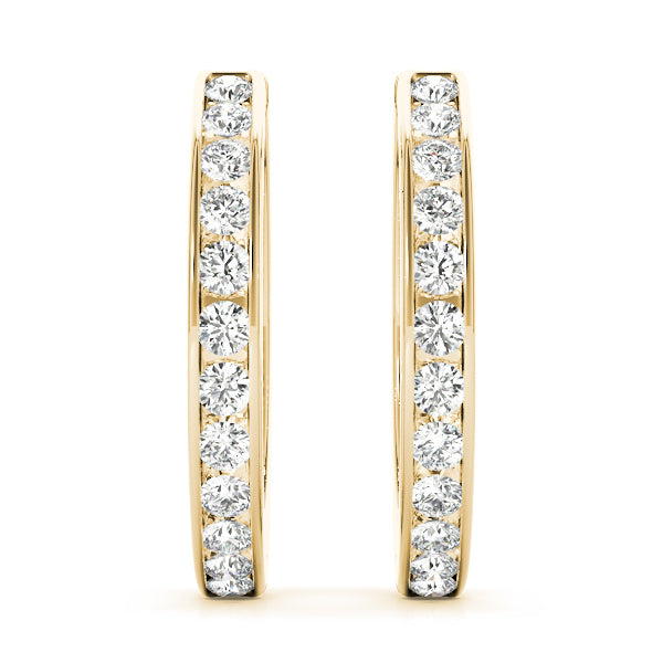 18K Yellow Gold Round Diamond Fashion Earrings