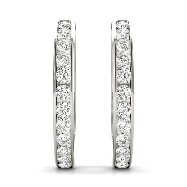 Platinum White Diamond Fashion Hoop Earrings