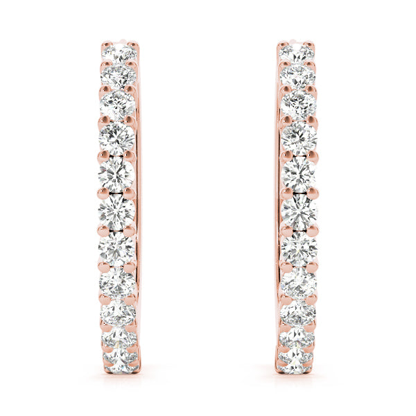 18K Rose Gold Round Diamond Fashion Earrings