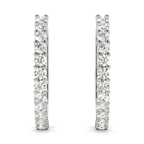 14K White Gold Diamond Fashion Hoop Earrings