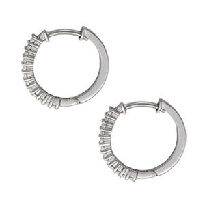 14K White Gold Diamond Fashion Hoop Earrings