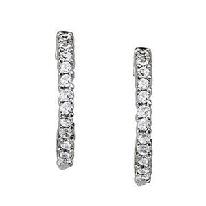Platinum White Diamond Fashion Hoop Earrings