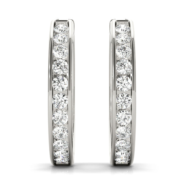 18K White Gold Diamond Fashion Hoop Earrings