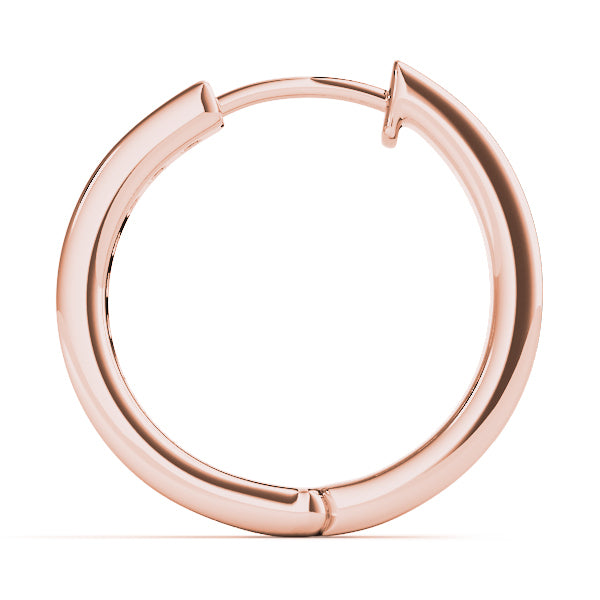 18K Rose Gold Round Diamond Hoop Earrings