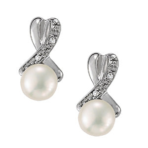 Platinum White Diamond Pearl Fashion Earrings