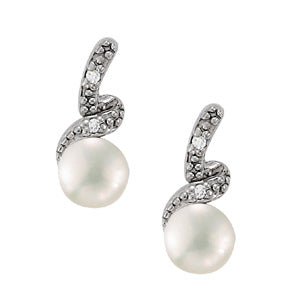 Platinum White Diamond Pearl Fashion Earrings