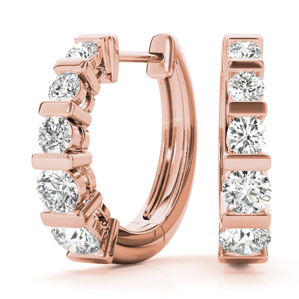 18K Rose Gold Round Diamond Fashion Earrings