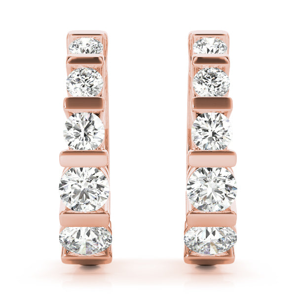 18K Rose Gold Round Diamond Fashion Earrings