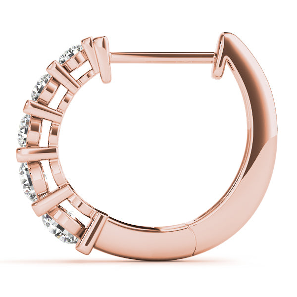 18K Rose Gold Round Diamond Fashion Earrings