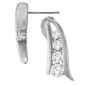 Platinum White Diamond Round Fashion Earrings