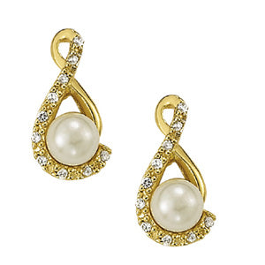 18K White Gold Diamond Pearl Drop Earrings