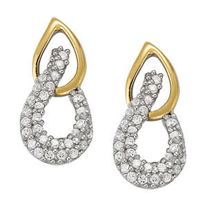 14K White Gold Round Diamond Fashion Earrings