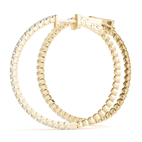 18K Yellow Gold Diamond Inside Out Hoop Earrings