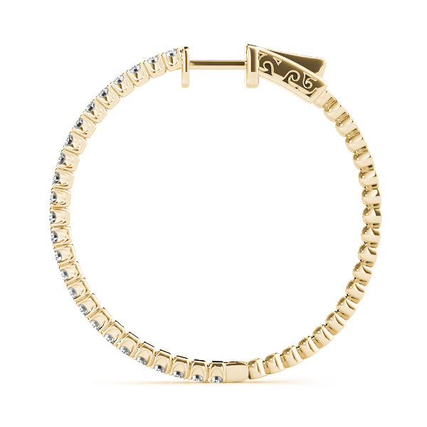 18K Yellow Gold Diamond Inside Out Hoop Earrings