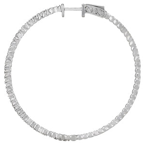 14K White Gold Diamond Inside Out Hoop Earrings